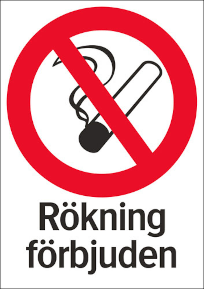 Skylt Rökning förbjuden