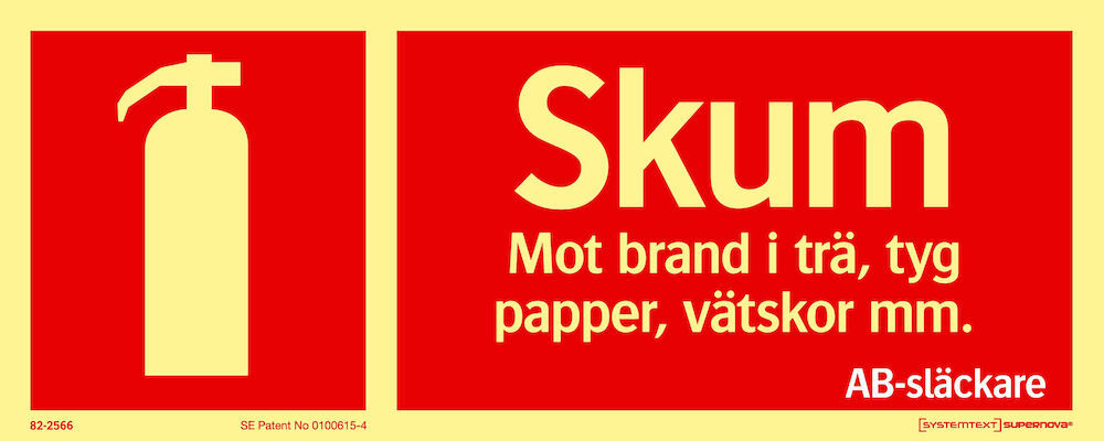 Skylt Brandsläckare skum
