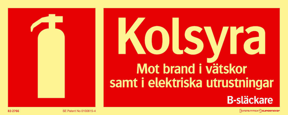 Skylt Brandsläckare kolsyra