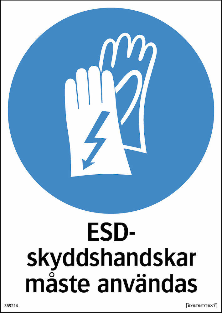 Skylt ESD-skyddshandskar måste användas