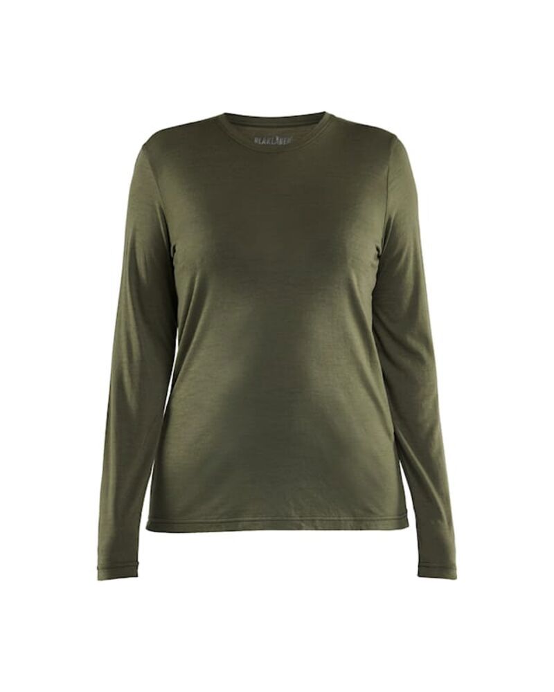 Långärmad t-shirt i merinoull Dam 3539