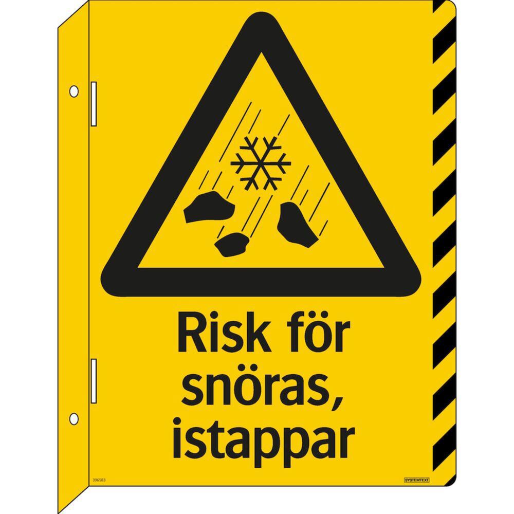 Flaggskylt risk för snöras & istappar